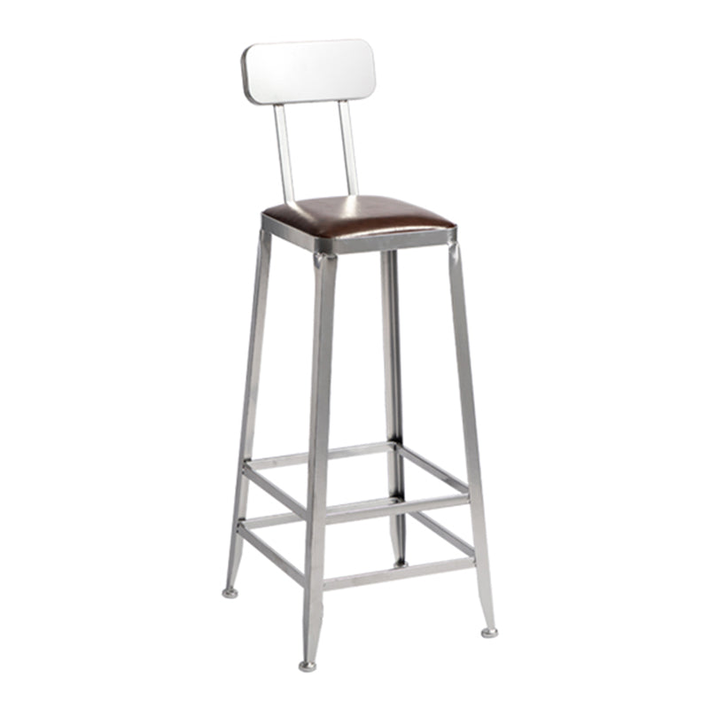Armless Indoor Barstool Industrial Leather Counter Stool Brushed Silver 1 Piece Low Back Bar Stool(31"H) Clearhalo 'Bar Furniture' 'Bar Stools' 'bar_stools' 'furniture_bar_stools' 'Kitchen & Dining Furniture' 'kitchen&dining_furn' 'kitchen' 'kitchen_furn' Furniture' 4182810