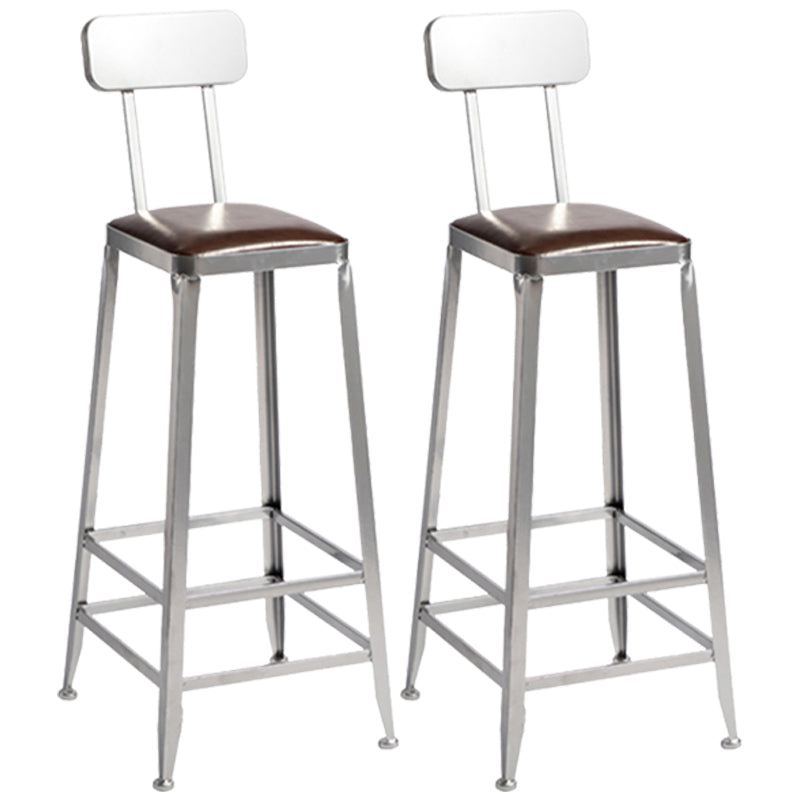 Armless Indoor Barstool Industrial Leather Counter Stool Brushed Silver Set of 2 Low Back Bar Stool(31"H) Clearhalo 'Bar Furniture' 'Bar Stools' 'bar_stools' 'furniture_bar_stools' 'Kitchen & Dining Furniture' 'kitchen&dining_furn' 'kitchen' 'kitchen_furn' Furniture' 4182811