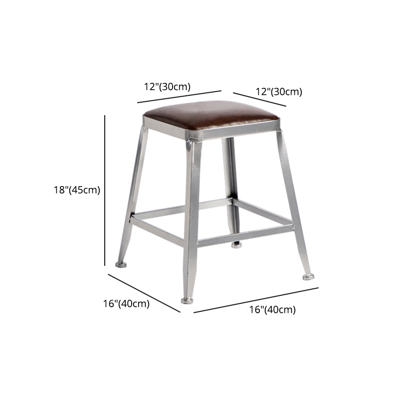 Armless Indoor Barstool Industrial Leather Counter Stool Brushed Silver Clearhalo 'Bar Furniture' 'Bar Stools' 'bar_stools' 'furniture_bar_stools' 'Kitchen & Dining Furniture' 'kitchen&dining_furn' 'kitchen' 'kitchen_furn' Furniture' 4182813