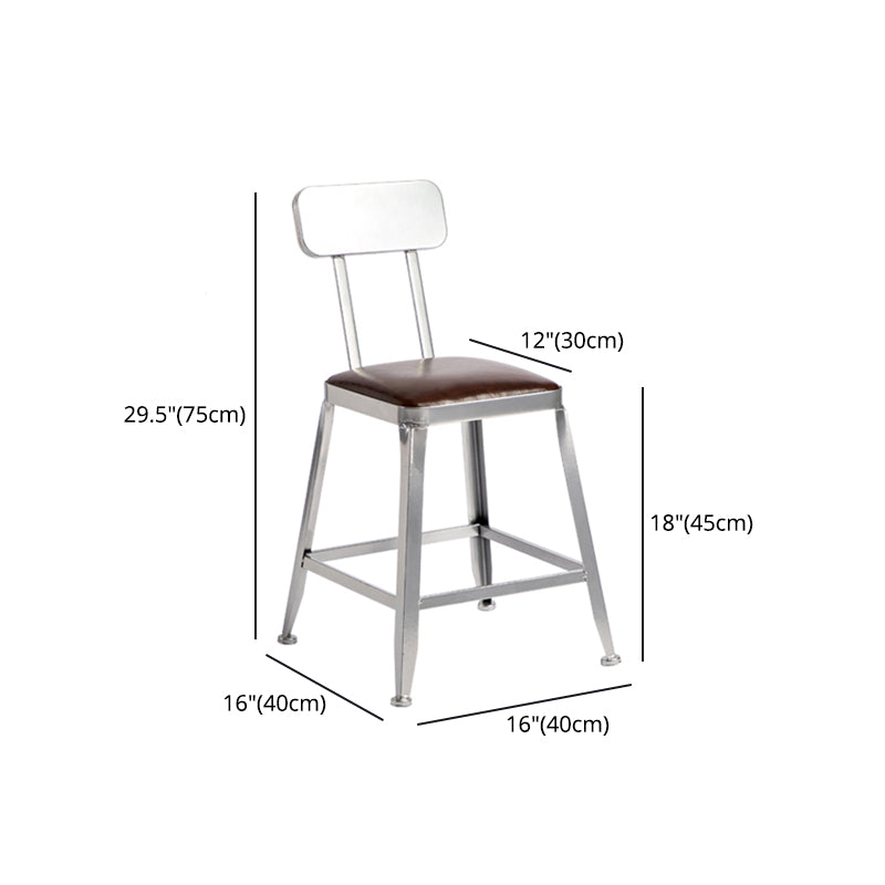 Armless Indoor Barstool Industrial Leather Counter Stool Brushed Silver Clearhalo 'Bar Furniture' 'Bar Stools' 'bar_stools' 'furniture_bar_stools' 'Kitchen & Dining Furniture' 'kitchen&dining_furn' 'kitchen' 'kitchen_furn' Furniture' 4182817