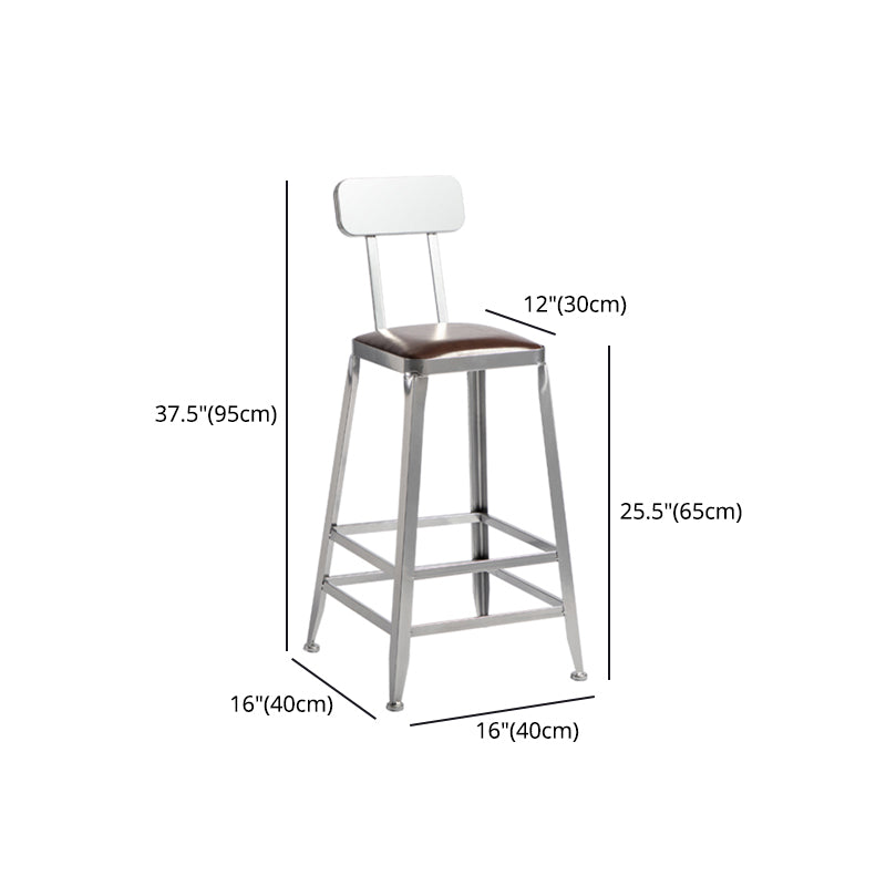 Armless Indoor Barstool Industrial Leather Counter Stool Brushed Silver Clearhalo 'Bar Furniture' 'Bar Stools' 'bar_stools' 'furniture_bar_stools' 'Kitchen & Dining Furniture' 'kitchen&dining_furn' 'kitchen' 'kitchen_furn' Furniture' 4182818