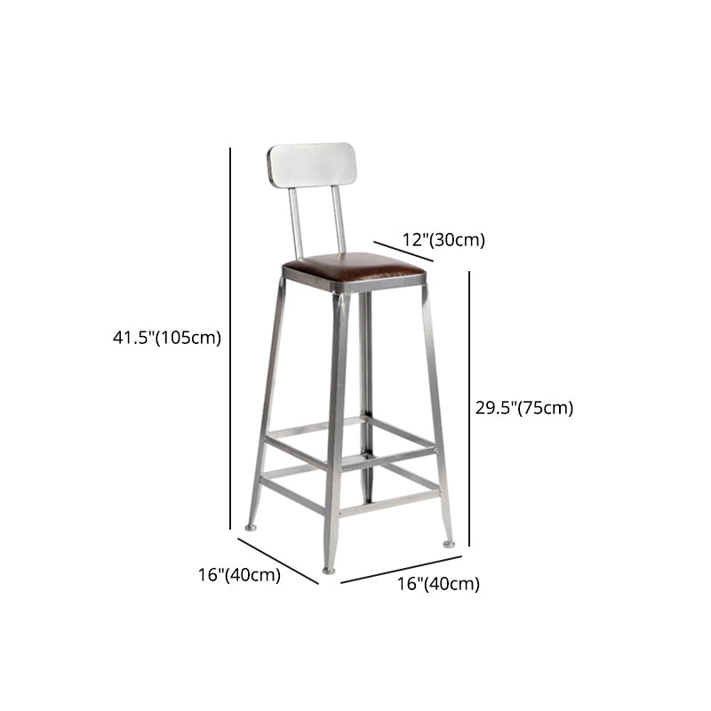 Armless Indoor Barstool Industrial Leather Counter Stool Brushed Silver Clearhalo 'Bar Furniture' 'Bar Stools' 'bar_stools' 'furniture_bar_stools' 'Kitchen & Dining Furniture' 'kitchen&dining_furn' 'kitchen' 'kitchen_furn' Furniture' 4182819