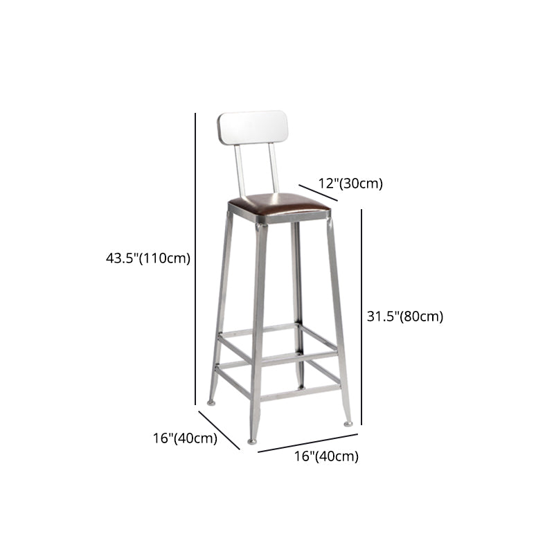 Armless Indoor Barstool Industrial Leather Counter Stool Brushed Silver Clearhalo 'Bar Furniture' 'Bar Stools' 'bar_stools' 'furniture_bar_stools' 'Kitchen & Dining Furniture' 'kitchen&dining_furn' 'kitchen' 'kitchen_furn' Furniture' 4182820