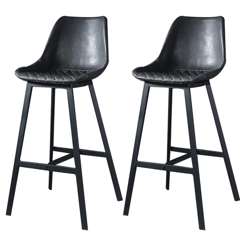 Modern Leather Seats Barstool Metal 4 Legs Base Bar Stool for Living Room Dark Gray-Black Set of 2 Clearhalo 'Bar Furniture' 'Bar Stools' 'bar_stools' 'furniture_bar_stools' 'Kitchen & Dining Furniture' 'kitchen&dining_furn' 'kitchen' 'kitchen_furn' Furniture' 4182844