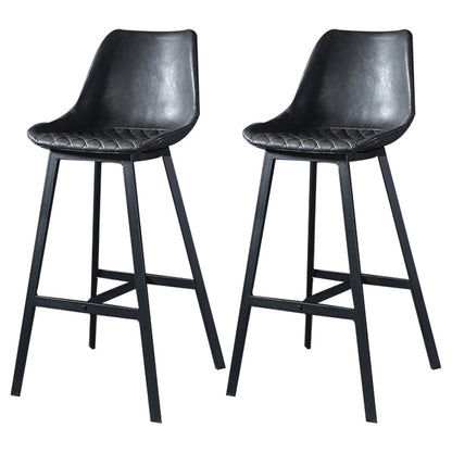 Modern Leather Seats Barstool Metal 4 Legs Base Bar Stool for Living Room Dark Gray-Black Set of 2 Clearhalo 'Bar Furniture' 'Bar Stools' 'bar_stools' 'furniture_bar_stools' 'Kitchen & Dining Furniture' 'kitchen&dining_furn' 'kitchen' 'kitchen_furn' Furniture' 4182844