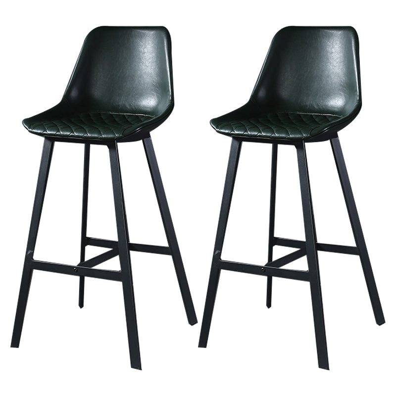Modern Leather Seats Barstool Metal 4 Legs Base Bar Stool for Living Room Blackish Green Set of 2 Clearhalo 'Bar Furniture' 'Bar Stools' 'bar_stools' 'furniture_bar_stools' 'Kitchen & Dining Furniture' 'kitchen&dining_furn' 'kitchen' 'kitchen_furn' Furniture' 4182845