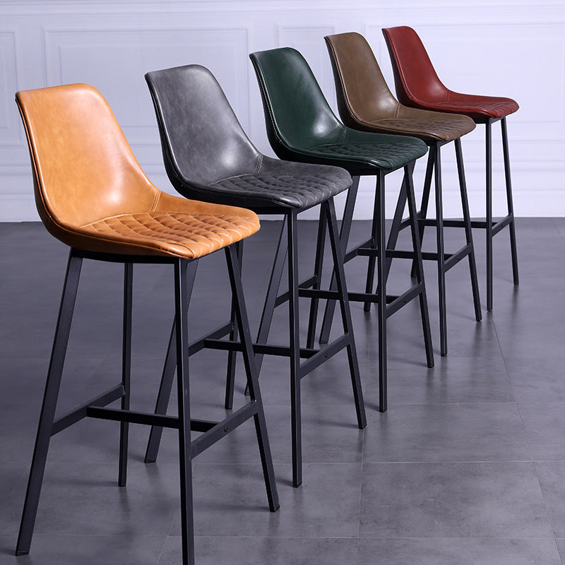 Modern Leather Seats Barstool Metal 4 Legs Base Bar Stool for Living Room Clearhalo 'Bar Furniture' 'Bar Stools' 'bar_stools' 'furniture_bar_stools' 'Kitchen & Dining Furniture' 'kitchen&dining_furn' 'kitchen' 'kitchen_furn' Furniture' 4182846