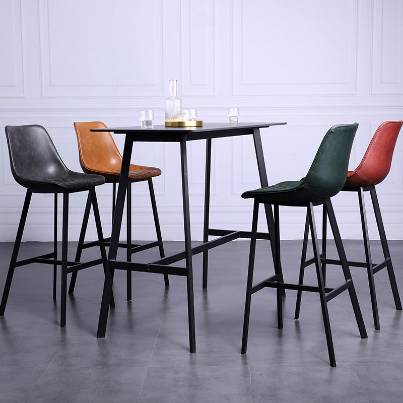Modern Leather Seats Barstool Metal 4 Legs Base Bar Stool for Living Room Clearhalo 'Bar Furniture' 'Bar Stools' 'bar_stools' 'furniture_bar_stools' 'Kitchen & Dining Furniture' 'kitchen&dining_furn' 'kitchen' 'kitchen_furn' Furniture' 4182848