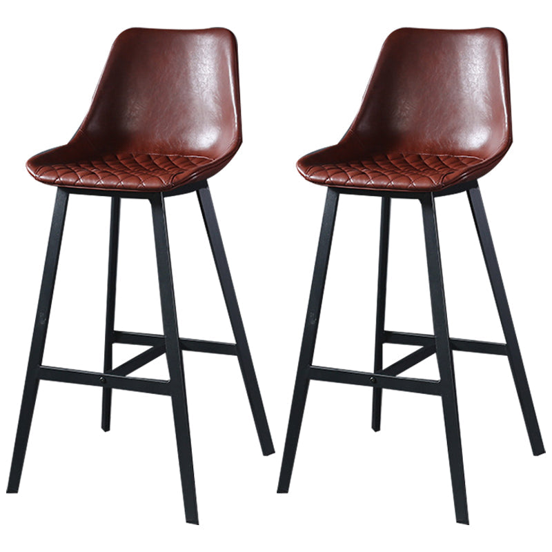 Modern Leather Seats Barstool Metal 4 Legs Base Bar Stool for Living Room Burgundy Set of 2 Clearhalo 'Bar Furniture' 'Bar Stools' 'bar_stools' 'furniture_bar_stools' 'Kitchen & Dining Furniture' 'kitchen&dining_furn' 'kitchen' 'kitchen_furn' Furniture' 4182849