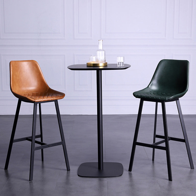 Modern Leather Seats Barstool Metal 4 Legs Base Bar Stool for Living Room Clearhalo 'Bar Furniture' 'Bar Stools' 'bar_stools' 'furniture_bar_stools' 'Kitchen & Dining Furniture' 'kitchen&dining_furn' 'kitchen' 'kitchen_furn' Furniture' 4182850