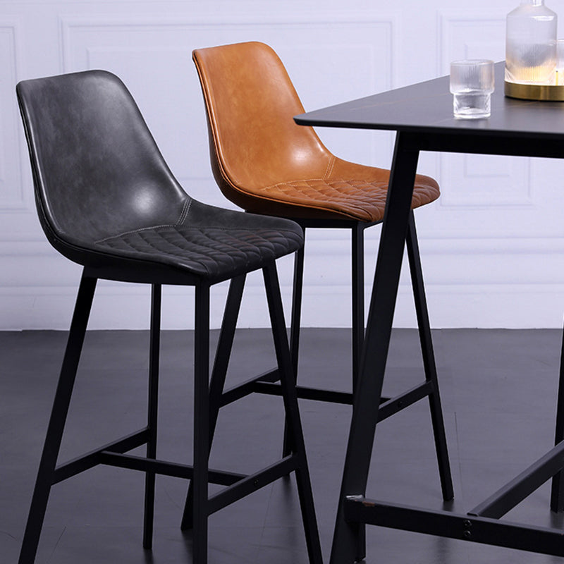 Modern Leather Seats Barstool Metal 4 Legs Base Bar Stool for Living Room Clearhalo 'Bar Furniture' 'Bar Stools' 'bar_stools' 'furniture_bar_stools' 'Kitchen & Dining Furniture' 'kitchen&dining_furn' 'kitchen' 'kitchen_furn' Furniture' 4182858
