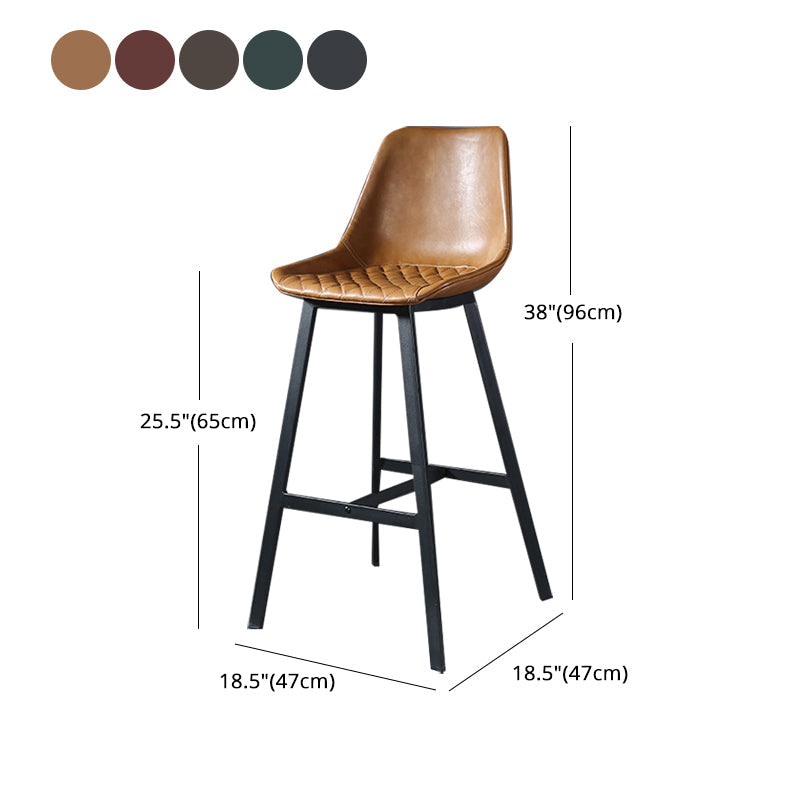 Modern Leather Seats Barstool Metal 4 Legs Base Bar Stool for Living Room Clearhalo 'Bar Furniture' 'Bar Stools' 'bar_stools' 'furniture_bar_stools' 'Kitchen & Dining Furniture' 'kitchen&dining_furn' 'kitchen' 'kitchen_furn' Furniture' 4182859