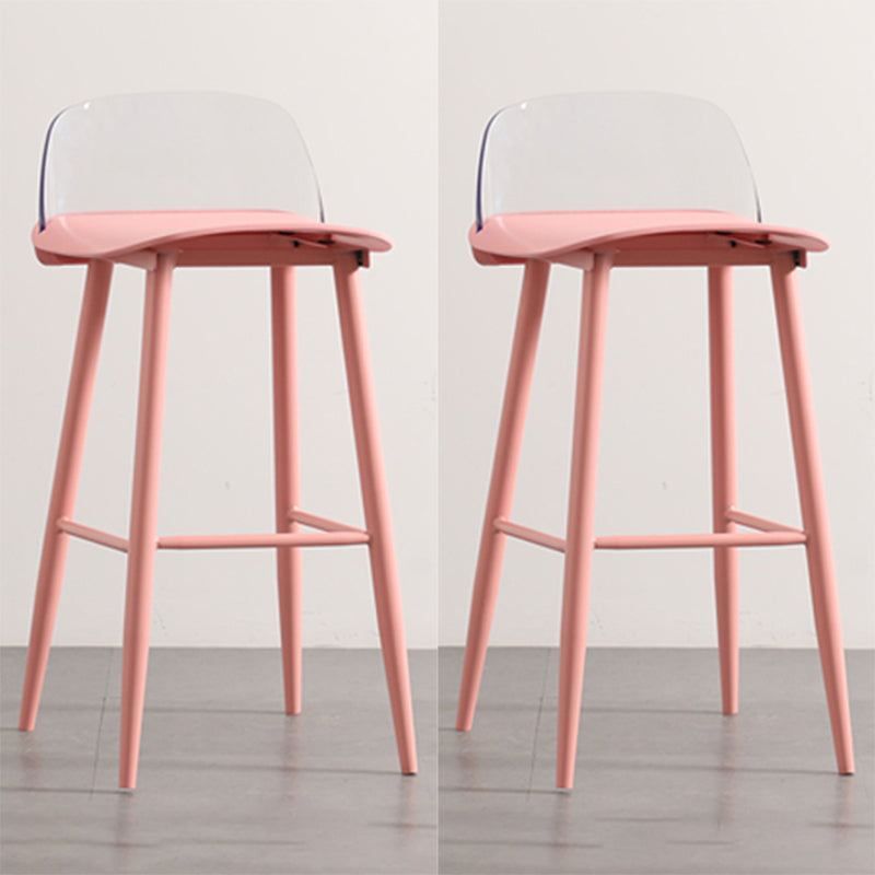 Nordic Style Plastic Barstool Colorful 4 Legs Bar Stool for Living Room Light Pink Set of 2 Clearhalo 'Bar Furniture' 'Bar Stools' 'bar_stools' 'furniture_bar_stools' 'Kitchen & Dining Furniture' 'kitchen&dining_furn' 'kitchen' 'kitchen_furn' Furniture' 4182874