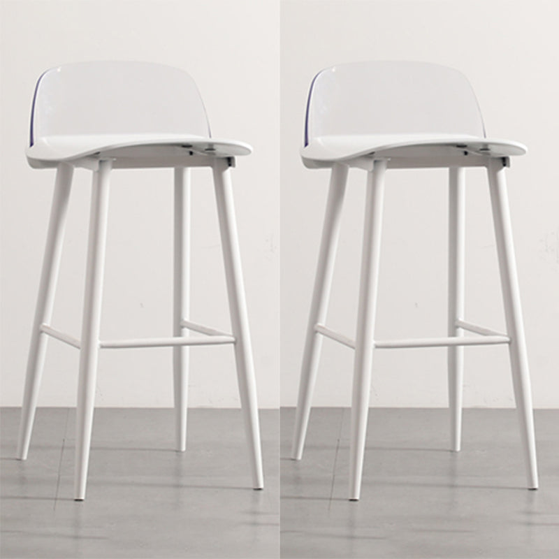 Nordic Style Plastic Barstool Colorful 4 Legs Bar Stool for Living Room White-Clear Set of 2 Clearhalo 'Bar Furniture' 'Bar Stools' 'bar_stools' 'furniture_bar_stools' 'Kitchen & Dining Furniture' 'kitchen&dining_furn' 'kitchen' 'kitchen_furn' Furniture' 4182876