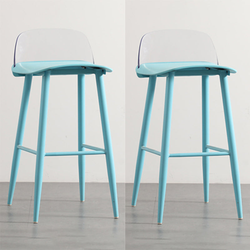 Nordic Style Plastic Barstool Colorful 4 Legs Bar Stool for Living Room Blue-Clear Set of 2 Clearhalo 'Bar Furniture' 'Bar Stools' 'bar_stools' 'furniture_bar_stools' 'Kitchen & Dining Furniture' 'kitchen&dining_furn' 'kitchen' 'kitchen_furn' Furniture' 4182878