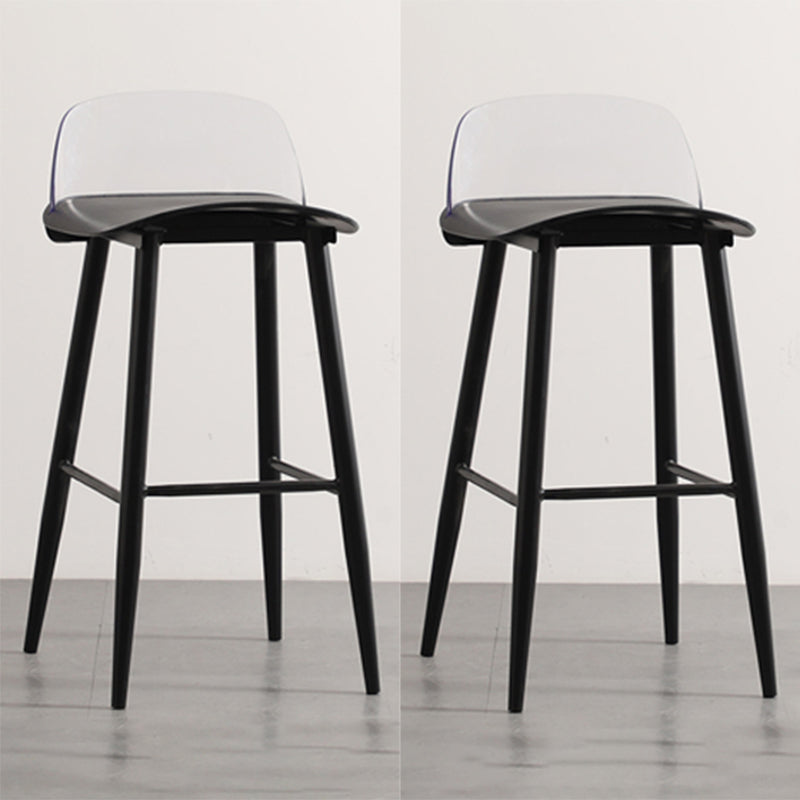 Nordic Style Plastic Barstool Colorful 4 Legs Bar Stool for Living Room Black Clear Set of 2 Clearhalo 'Bar Furniture' 'Bar Stools' 'bar_stools' 'furniture_bar_stools' 'Kitchen & Dining Furniture' 'kitchen&dining_furn' 'kitchen' 'kitchen_furn' Furniture' 4182879