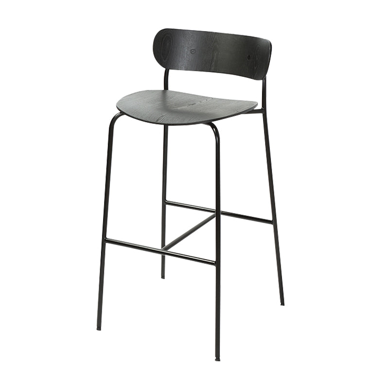 Low Back Metal Indoor Barstool Industrial Black Tall Stool with Wood Seat 1 Piece Black Clearhalo 'Bar Furniture' 'Bar Stools' 'bar_stools' 'furniture_bar_stools' 'Kitchen & Dining Furniture' 'kitchen&dining_furn' 'kitchen' 'kitchen_furn' Furniture' 4182882
