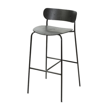 Low Back Metal Indoor Barstool Industrial Black Tall Stool with Wood Seat 1 Piece Black Clearhalo 'Bar Furniture' 'Bar Stools' 'bar_stools' 'furniture_bar_stools' 'Kitchen & Dining Furniture' 'kitchen&dining_furn' 'kitchen' 'kitchen_furn' Furniture' 4182882