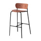 Low Back Metal Indoor Barstool Industrial Black Tall Stool with Wood Seat 1 Piece Walnut Clearhalo 'Bar Furniture' 'Bar Stools' 'bar_stools' 'furniture_bar_stools' 'Kitchen & Dining Furniture' 'kitchen&dining_furn' 'kitchen' 'kitchen_furn' Furniture' 4182885