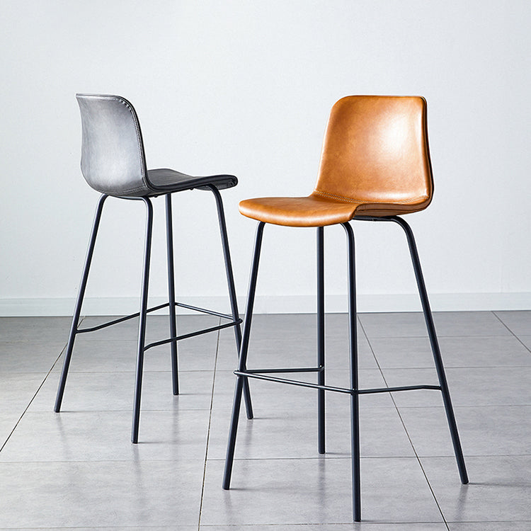 Industrial Upholstered Distressed Quilted Barstool Indoor Tall Stool with Bucket Seat Clearhalo 'Bar Furniture' 'Bar Stools' 'bar_stools' 'furniture_bar_stools' 'Kitchen & Dining Furniture' 'kitchen&dining_furn' 'kitchen' 'kitchen_furn' Furniture' 4182892