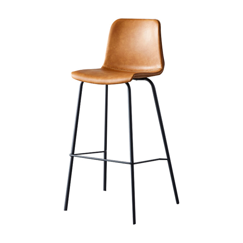 Industrial Upholstered Distressed Quilted Barstool Indoor Tall Stool with Bucket Seat Brown 1 Piece Clearhalo 'Bar Furniture' 'Bar Stools' 'bar_stools' 'furniture_bar_stools' 'Kitchen & Dining Furniture' 'kitchen&dining_furn' 'kitchen' 'kitchen_furn' Furniture' 4182893