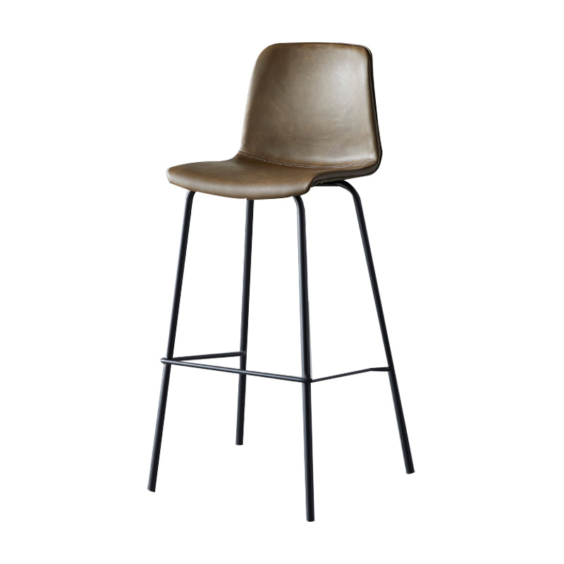 Industrial Upholstered Distressed Quilted Barstool Indoor Tall Stool with Bucket Seat Coffee 1 Piece Clearhalo 'Bar Furniture' 'Bar Stools' 'bar_stools' 'furniture_bar_stools' 'Kitchen & Dining Furniture' 'kitchen&dining_furn' 'kitchen' 'kitchen_furn' Furniture' 4182901