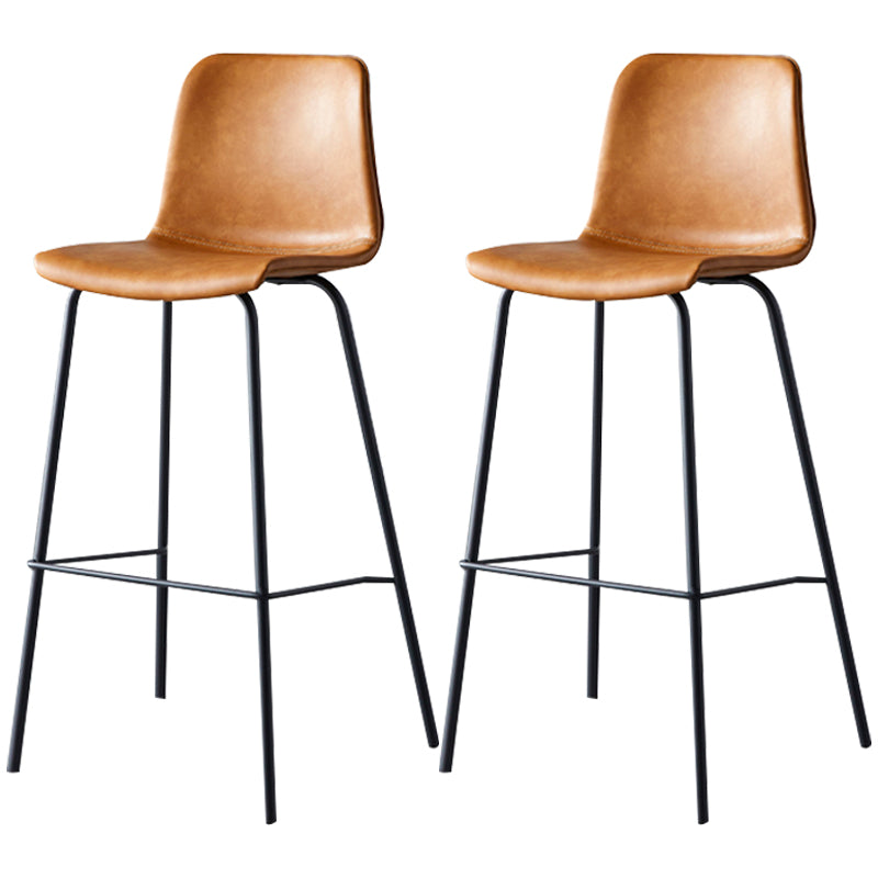 Industrial Upholstered Distressed Quilted Barstool Indoor Tall Stool with Bucket Seat Brown Set of 2 Clearhalo 'Bar Furniture' 'Bar Stools' 'bar_stools' 'furniture_bar_stools' 'Kitchen & Dining Furniture' 'kitchen&dining_furn' 'kitchen' 'kitchen_furn' Furniture' 4182903