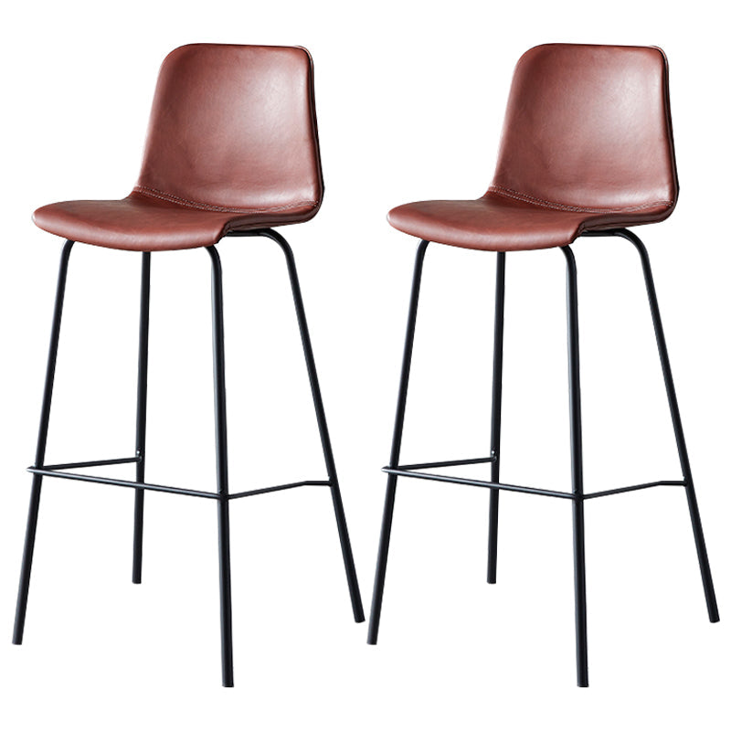 Industrial Upholstered Distressed Quilted Barstool Indoor Tall Stool with Bucket Seat Red Set of 2 Clearhalo 'Bar Furniture' 'Bar Stools' 'bar_stools' 'furniture_bar_stools' 'Kitchen & Dining Furniture' 'kitchen&dining_furn' 'kitchen' 'kitchen_furn' Furniture' 4182905