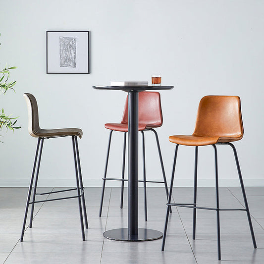 Industrial Upholstered Distressed Quilted Barstool Indoor Tall Stool with Bucket Seat Clearhalo 'Bar Furniture' 'Bar Stools' 'bar_stools' 'furniture_bar_stools' 'Kitchen & Dining Furniture' 'kitchen&dining_furn' 'kitchen' 'kitchen_furn' Furniture' 4182910