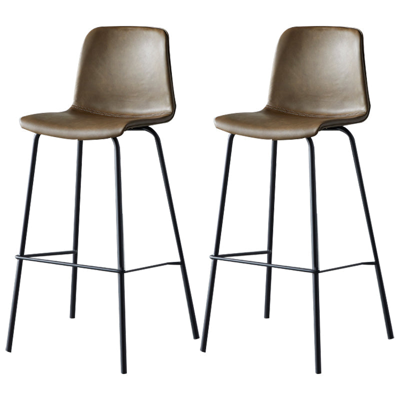 Industrial Upholstered Distressed Quilted Barstool Indoor Tall Stool with Bucket Seat Coffee Set of 2 Clearhalo 'Bar Furniture' 'Bar Stools' 'bar_stools' 'furniture_bar_stools' 'Kitchen & Dining Furniture' 'kitchen&dining_furn' 'kitchen' 'kitchen_furn' Furniture' 4182911