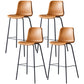 Industrial Upholstered Distressed Quilted Barstool Indoor Tall Stool with Bucket Seat Brown Set of 4 Clearhalo 'Bar Furniture' 'Bar Stools' 'bar_stools' 'furniture_bar_stools' 'Kitchen & Dining Furniture' 'kitchen&dining_furn' 'kitchen' 'kitchen_furn' Furniture' 4182913