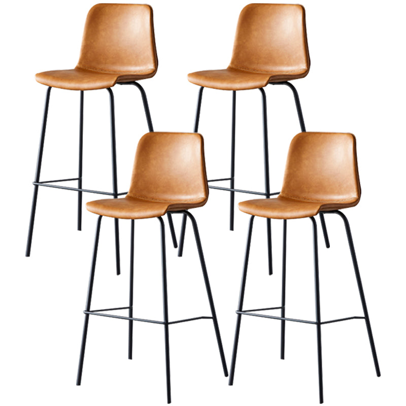 Industrial Upholstered Distressed Quilted Barstool Indoor Tall Stool with Bucket Seat Brown Set of 4 Clearhalo 'Bar Furniture' 'Bar Stools' 'bar_stools' 'furniture_bar_stools' 'Kitchen & Dining Furniture' 'kitchen&dining_furn' 'kitchen' 'kitchen_furn' Furniture' 4182913