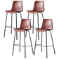 Industrial Upholstered Distressed Quilted Barstool Indoor Tall Stool with Bucket Seat Red Set of 4 Clearhalo 'Bar Furniture' 'Bar Stools' 'bar_stools' 'furniture_bar_stools' 'Kitchen & Dining Furniture' 'kitchen&dining_furn' 'kitchen' 'kitchen_furn' Furniture' 4182914