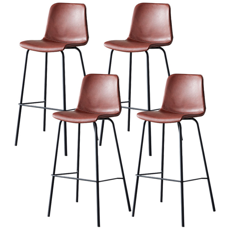 Industrial Upholstered Distressed Quilted Barstool Indoor Tall Stool with Bucket Seat Red Set of 4 Clearhalo 'Bar Furniture' 'Bar Stools' 'bar_stools' 'furniture_bar_stools' 'Kitchen & Dining Furniture' 'kitchen&dining_furn' 'kitchen' 'kitchen_furn' Furniture' 4182914