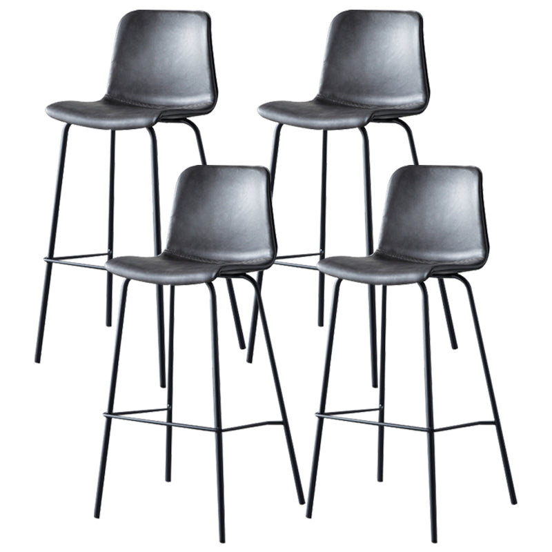Industrial Upholstered Distressed Quilted Barstool Indoor Tall Stool with Bucket Seat Grey Set of 4 Clearhalo 'Bar Furniture' 'Bar Stools' 'bar_stools' 'furniture_bar_stools' 'Kitchen & Dining Furniture' 'kitchen&dining_furn' 'kitchen' 'kitchen_furn' Furniture' 4182916