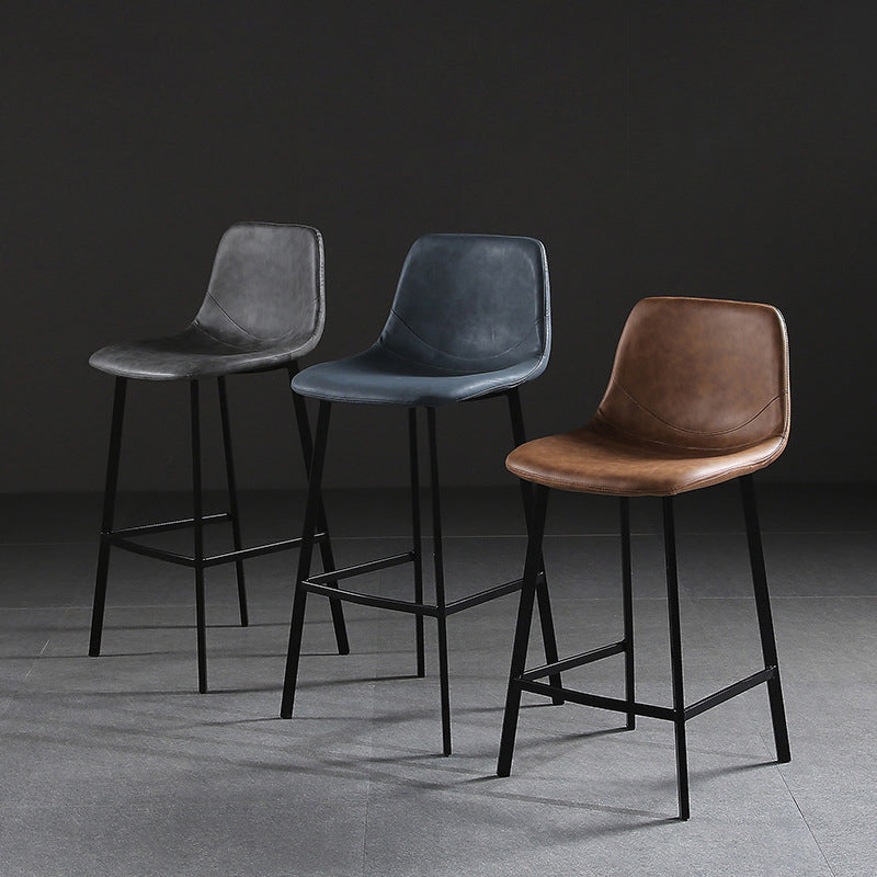Nordic Style Leather Upholstered Barstool 4 Legs Bar Stool for Dining Room Clearhalo 'Bar Furniture' 'Bar Stools' 'bar_stools' 'furniture_bar_stools' 'Kitchen & Dining Furniture' 'kitchen&dining_furn' 'kitchen' 'kitchen_furn' Furniture' 4182920