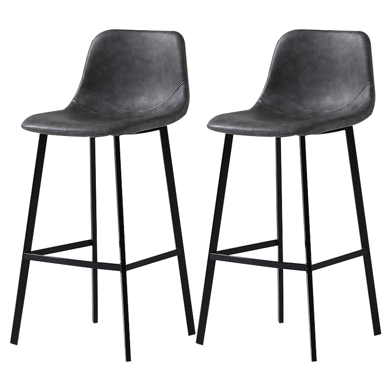Nordic Style Leather Upholstered Barstool 4 Legs Bar Stool for Dining Room Grey Black Set of 2 Clearhalo 'Bar Furniture' 'Bar Stools' 'bar_stools' 'furniture_bar_stools' 'Kitchen & Dining Furniture' 'kitchen&dining_furn' 'kitchen' 'kitchen_furn' Furniture' 4182921
