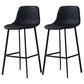 Nordic Style Leather Upholstered Barstool 4 Legs Bar Stool for Dining Room Black Black Set of 2 Clearhalo 'Bar Furniture' 'Bar Stools' 'bar_stools' 'furniture_bar_stools' 'Kitchen & Dining Furniture' 'kitchen&dining_furn' 'kitchen' 'kitchen_furn' Furniture' 4182922