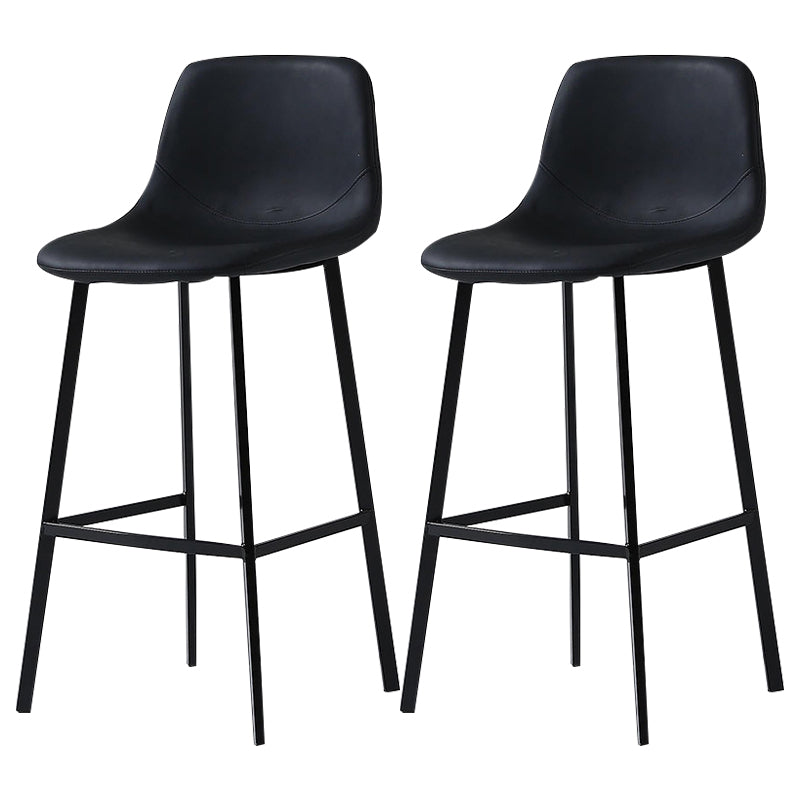 Nordic Style Leather Upholstered Barstool 4 Legs Bar Stool for Dining Room Black Black Set of 2 Clearhalo 'Bar Furniture' 'Bar Stools' 'bar_stools' 'furniture_bar_stools' 'Kitchen & Dining Furniture' 'kitchen&dining_furn' 'kitchen' 'kitchen_furn' Furniture' 4182922