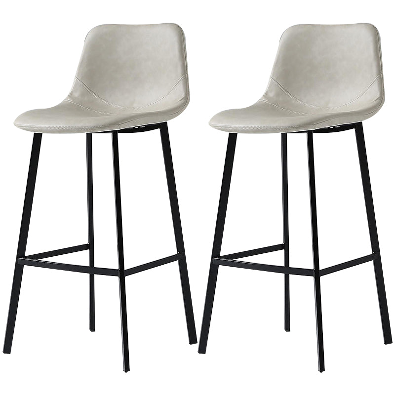 Nordic Style Leather Upholstered Barstool 4 Legs Bar Stool for Dining Room Light Beige Black Set of 2 Clearhalo 'Bar Furniture' 'Bar Stools' 'bar_stools' 'furniture_bar_stools' 'Kitchen & Dining Furniture' 'kitchen&dining_furn' 'kitchen' 'kitchen_furn' Furniture' 4182927