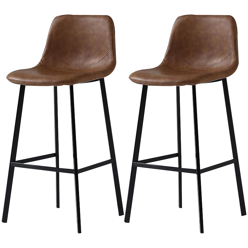 Nordic Style Leather Upholstered Barstool 4 Legs Bar Stool for Dining Room Brown Black Set of 2 Clearhalo 'Bar Furniture' 'Bar Stools' 'bar_stools' 'furniture_bar_stools' 'Kitchen & Dining Furniture' 'kitchen&dining_furn' 'kitchen' 'kitchen_furn' Furniture' 4182929