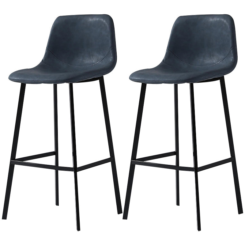 Nordic Style Leather Upholstered Barstool 4 Legs Bar Stool for Dining Room Blue Black Set of 2 Clearhalo 'Bar Furniture' 'Bar Stools' 'bar_stools' 'furniture_bar_stools' 'Kitchen & Dining Furniture' 'kitchen&dining_furn' 'kitchen' 'kitchen_furn' Furniture' 4182931