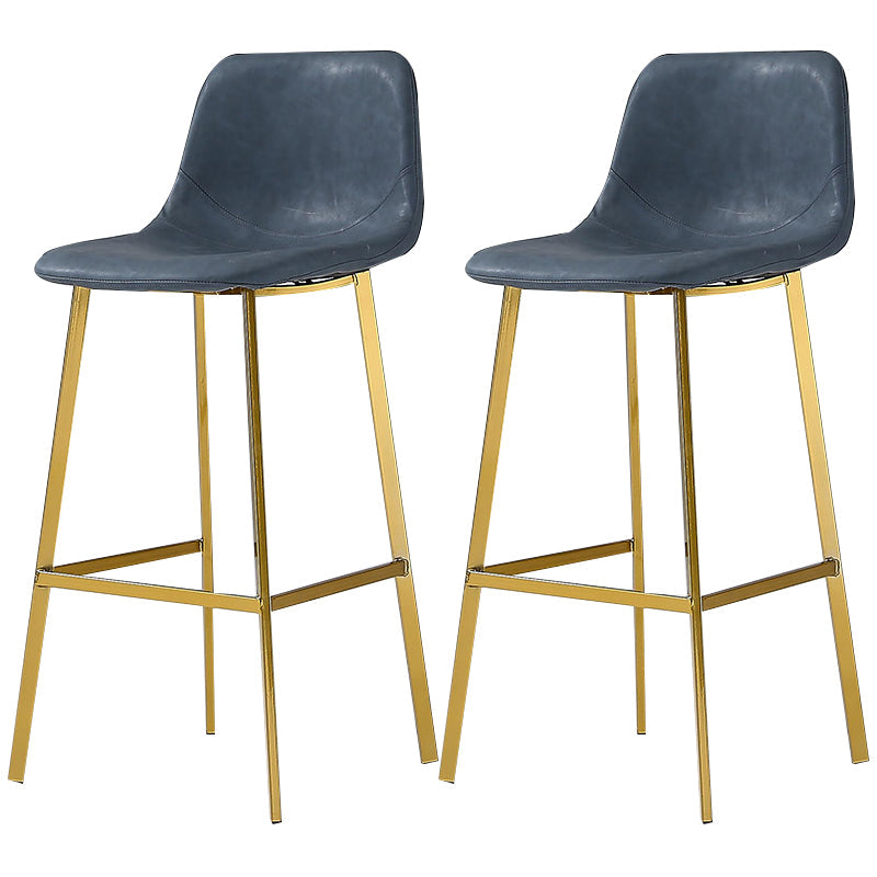Nordic Style Leather Upholstered Barstool 4 Legs Bar Stool for Dining Room Blue Gold Set of 2 Clearhalo 'Bar Furniture' 'Bar Stools' 'bar_stools' 'furniture_bar_stools' 'Kitchen & Dining Furniture' 'kitchen&dining_furn' 'kitchen' 'kitchen_furn' Furniture' 4182933