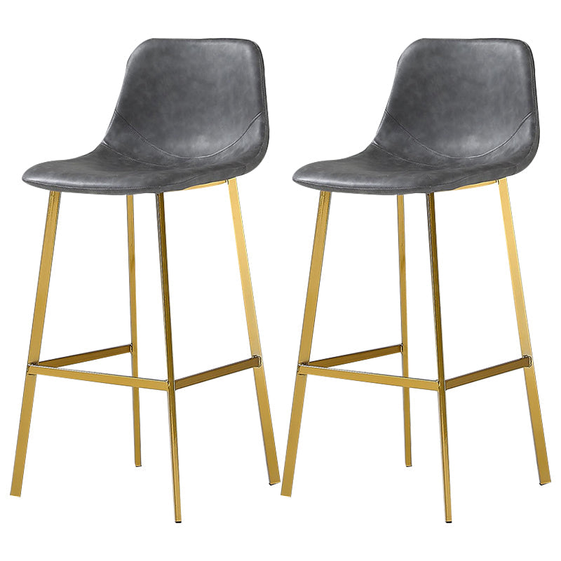 Nordic Style Leather Upholstered Barstool 4 Legs Bar Stool for Dining Room Grey Gold Set of 2 Clearhalo 'Bar Furniture' 'Bar Stools' 'bar_stools' 'furniture_bar_stools' 'Kitchen & Dining Furniture' 'kitchen&dining_furn' 'kitchen' 'kitchen_furn' Furniture' 4182935
