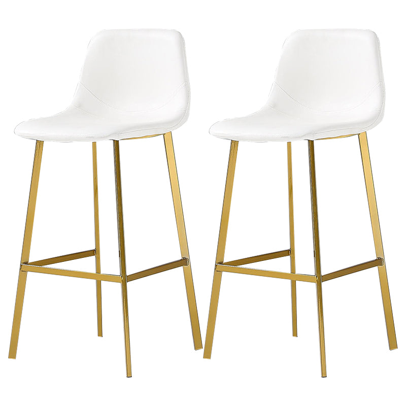 Nordic Style Leather Upholstered Barstool 4 Legs Bar Stool for Dining Room White Gold Set of 2 Clearhalo 'Bar Furniture' 'Bar Stools' 'bar_stools' 'furniture_bar_stools' 'Kitchen & Dining Furniture' 'kitchen&dining_furn' 'kitchen' 'kitchen_furn' Furniture' 4182936