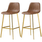 Nordic Style Leather Upholstered Barstool 4 Legs Bar Stool for Dining Room Brown Gold Set of 2 Clearhalo 'Bar Furniture' 'Bar Stools' 'bar_stools' 'furniture_bar_stools' 'Kitchen & Dining Furniture' 'kitchen&dining_furn' 'kitchen' 'kitchen_furn' Furniture' 4182937