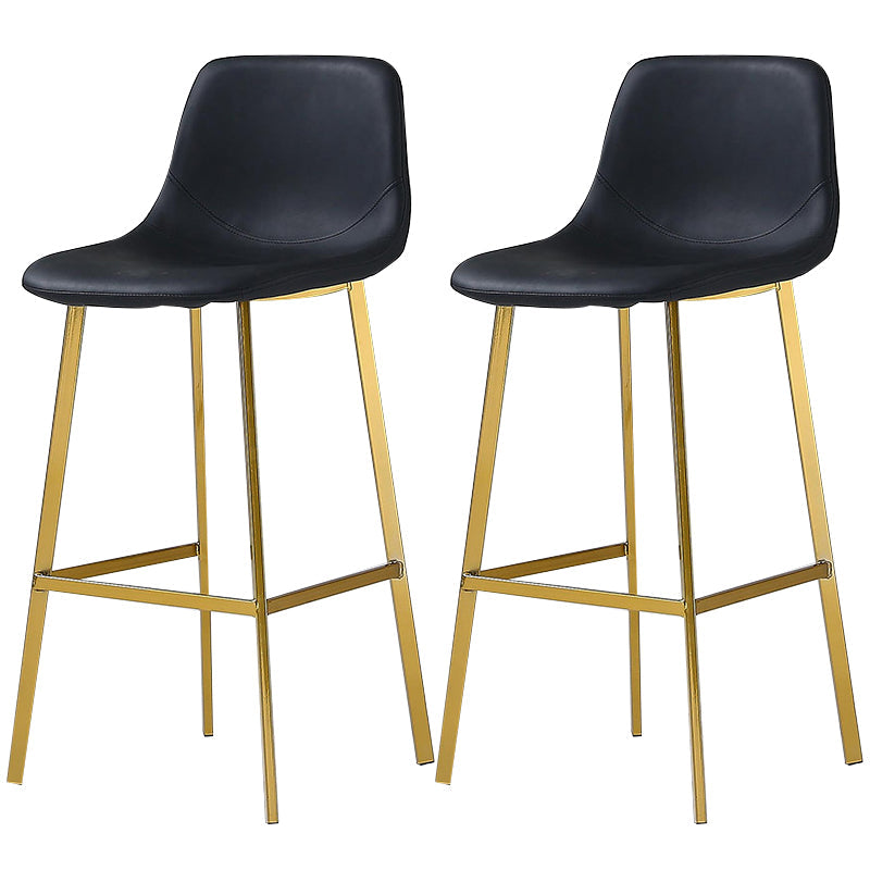 Nordic Style Leather Upholstered Barstool 4 Legs Bar Stool for Dining Room Black Gold Set of 2 Clearhalo 'Bar Furniture' 'Bar Stools' 'bar_stools' 'furniture_bar_stools' 'Kitchen & Dining Furniture' 'kitchen&dining_furn' 'kitchen' 'kitchen_furn' Furniture' 4182938