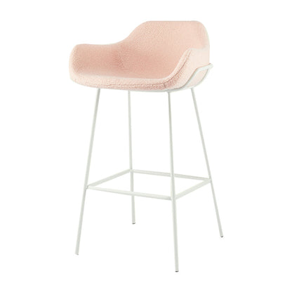 1Pcs Industrial Style Counter Stool Iron Upholstered Bristol Bar Stool with Bucket Seat Pink Clearhalo 'Bar Furniture' 'Bar Stools' 'bar_stools' 'furniture_bar_stools' 'Kitchen & Dining Furniture' 'kitchen&dining_furn' 'kitchen' 'kitchen_furn' Furniture' 4182944