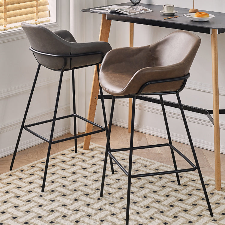 1Pcs Industrial Style Counter Stool Iron Upholstered Bristol Bar Stool with Bucket Seat Clearhalo 'Bar Furniture' 'Bar Stools' 'bar_stools' 'furniture_bar_stools' 'Kitchen & Dining Furniture' 'kitchen&dining_furn' 'kitchen' 'kitchen_furn' Furniture' 4182947