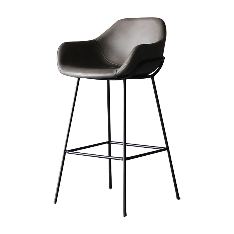 1Pcs Industrial Style Counter Stool Iron Upholstered Bristol Bar Stool with Bucket Seat Grey Clearhalo 'Bar Furniture' 'Bar Stools' 'bar_stools' 'furniture_bar_stools' 'Kitchen & Dining Furniture' 'kitchen&dining_furn' 'kitchen' 'kitchen_furn' Furniture' 4182948